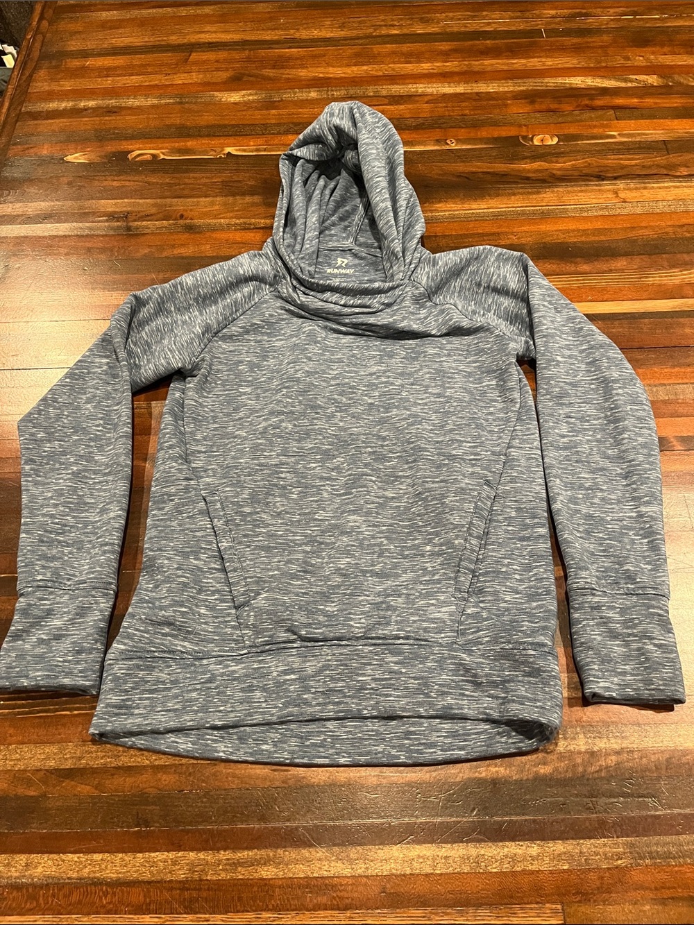 Kids runway Heathered Gray blue Hooded Pullover Sweater size 8-10